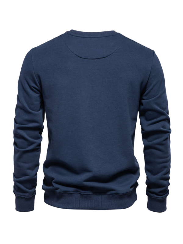 Lockeres, einfarbiges, lässiges Langarm-Sweatshirt für Herren mit Rundhalsausschnitt