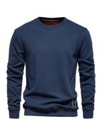 Lockeres, einfarbiges, lässiges Langarm-Sweatshirt für Herren mit Rundhalsausschnitt