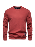 Lockeres, einfarbiges, lässiges Langarm-Sweatshirt für Herren mit Rundhalsausschnitt