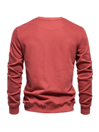 Lockeres, einfarbiges, lässiges Langarm-Sweatshirt für Herren mit Rundhalsausschnitt