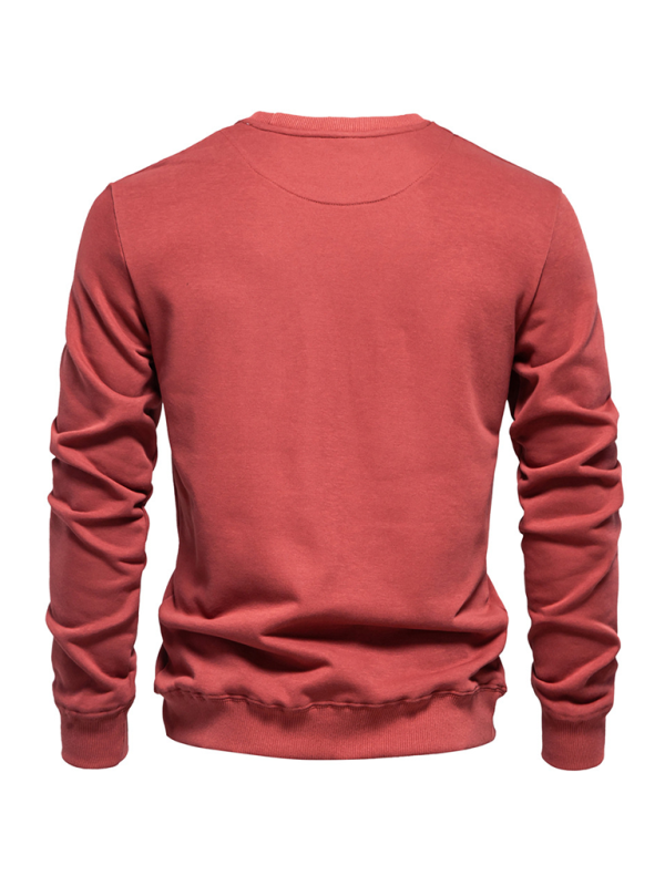Lockeres, einfarbiges, lässiges Langarm-Sweatshirt für Herren mit Rundhalsausschnitt