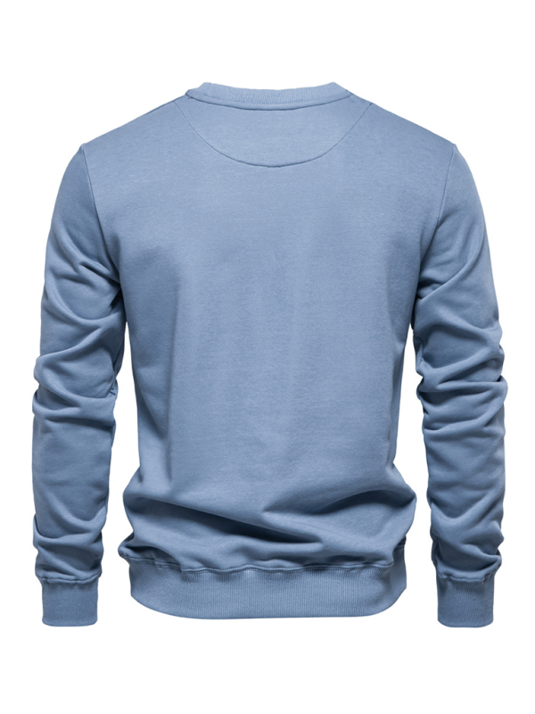 Lockeres, einfarbiges, lässiges Langarm-Sweatshirt für Herren mit Rundhalsausschnitt