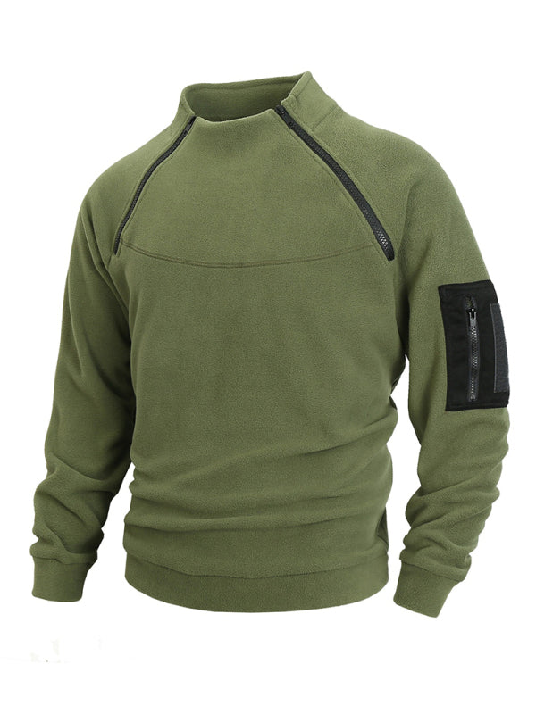 Herren Freizeit Pullover mit Stehkragen aus Fleece