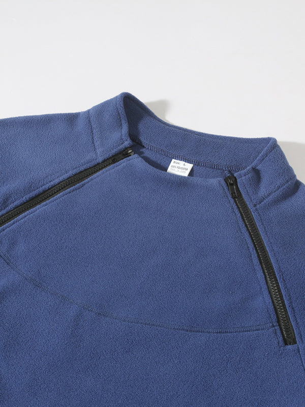 Herren Freizeit Pullover mit Stehkragen aus Fleece