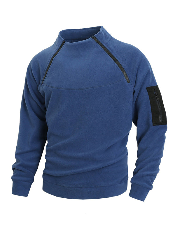 Herren Freizeit Pullover mit Stehkragen aus Fleece