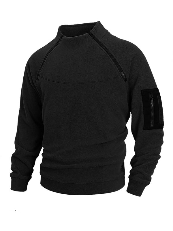 Herren Freizeit Pullover mit Stehkragen aus Fleece