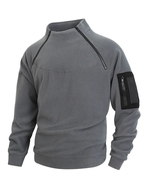 Herren Freizeit Pullover mit Stehkragen aus Fleece