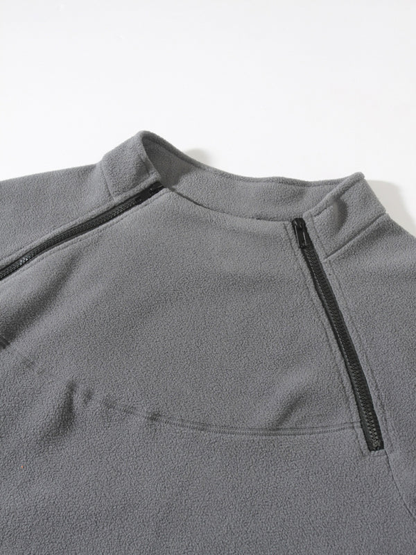 Herren Freizeit Pullover mit Stehkragen aus Fleece