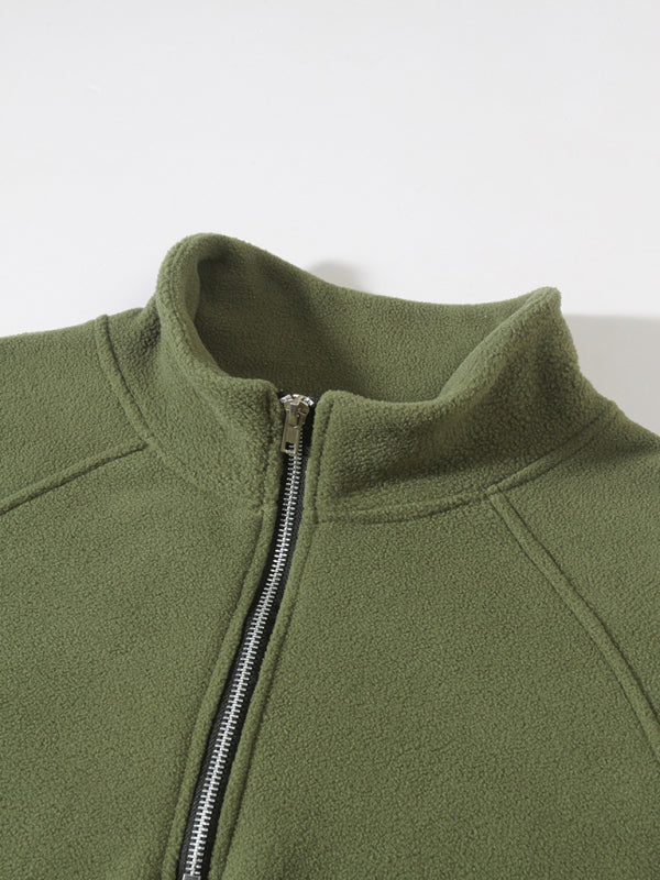 Herren Casual Stehkragen Langarm Pullover aus Korallenfleece