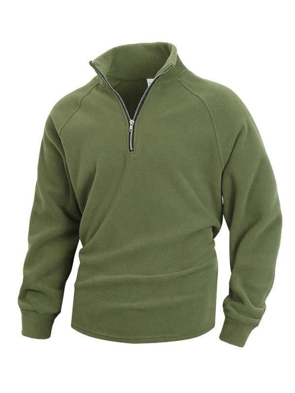 Herren Casual Stehkragen Langarm Pullover aus Korallenfleece