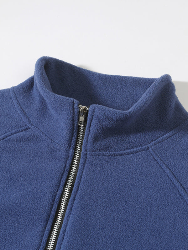 Herren Casual Stehkragen Langarm Pullover aus Korallenfleece