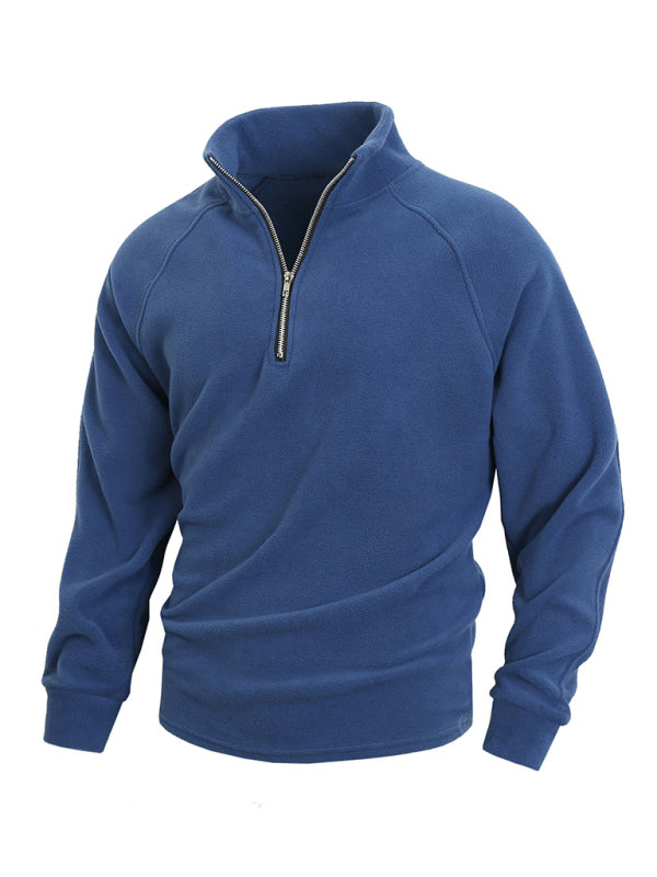 Herren Casual Stehkragen Langarm Pullover aus Korallenfleece