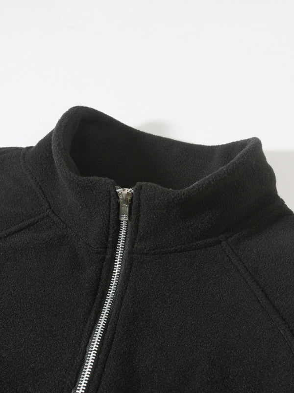 Herren Casual Stehkragen Langarm Pullover aus Korallenfleece
