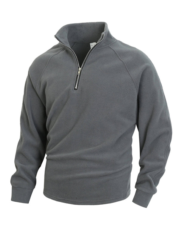 Herren Casual Stehkragen Langarm Pullover aus Korallenfleece
