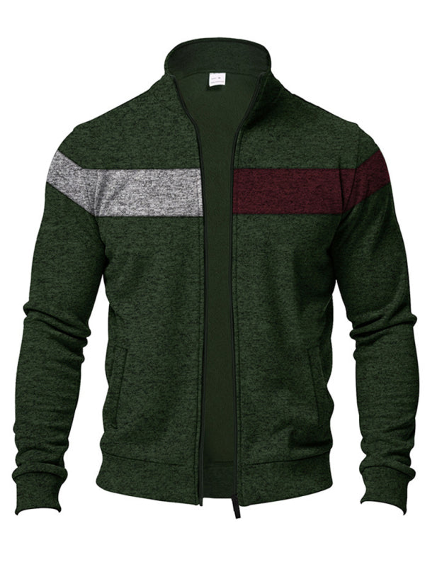 Herrenjacke aus Samt mit Stehkragen und Reißverschluss
