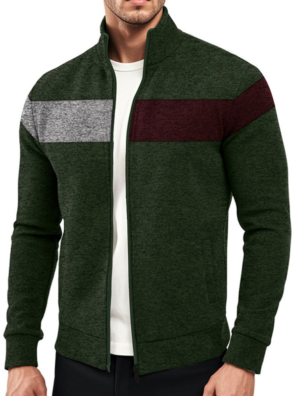 Herrenjacke aus Samt mit Stehkragen und Reißverschluss