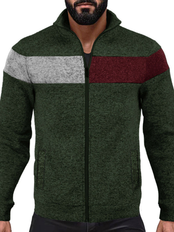 Herrenjacke aus Samt mit Stehkragen und Reißverschluss