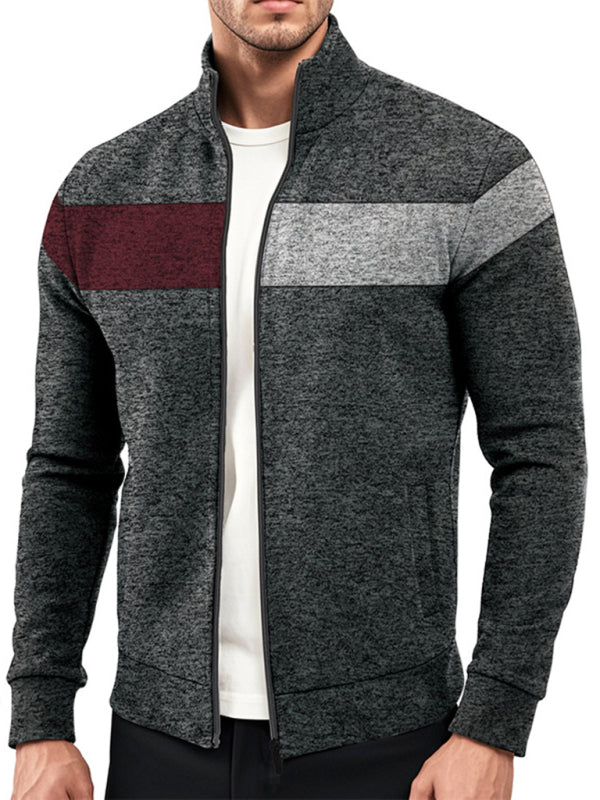 Herrenjacke aus Samt mit Stehkragen und Reißverschluss
