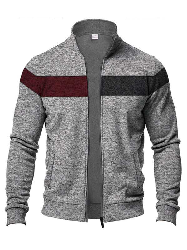 Herrenjacke aus Samt mit Stehkragen und Reißverschluss