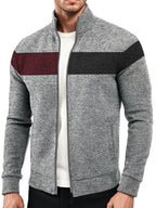 Herrenjacke aus Samt mit Stehkragen und Reißverschluss