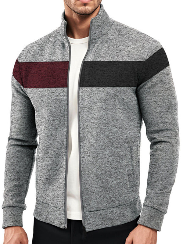 Herrenjacke aus Samt mit Stehkragen und Reißverschluss