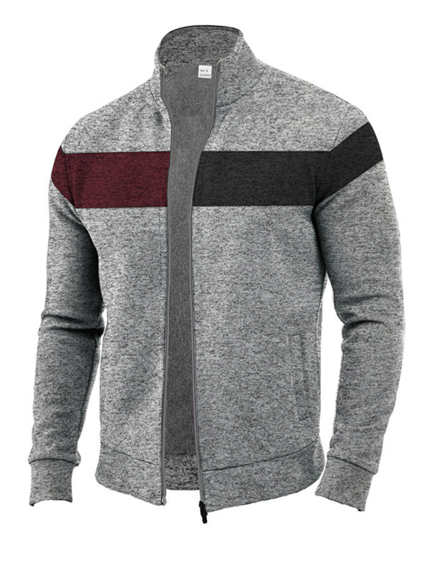 Herrenjacke aus Samt mit Stehkragen und Reißverschluss