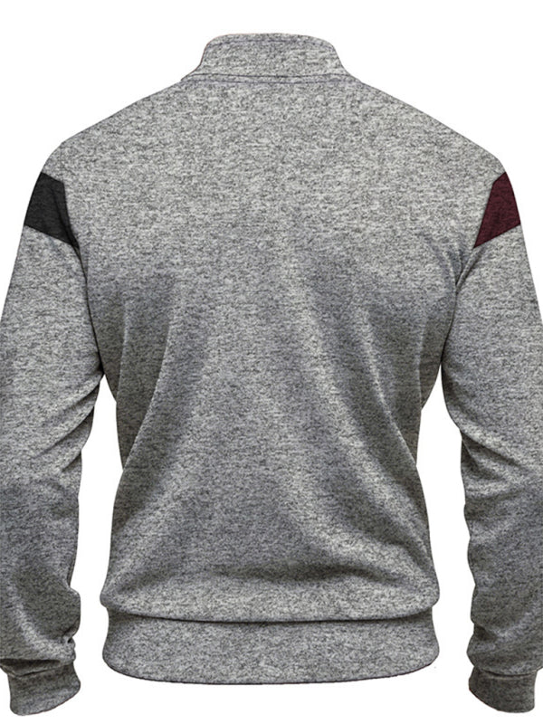 Herrenjacke aus Samt mit Stehkragen und Reißverschluss