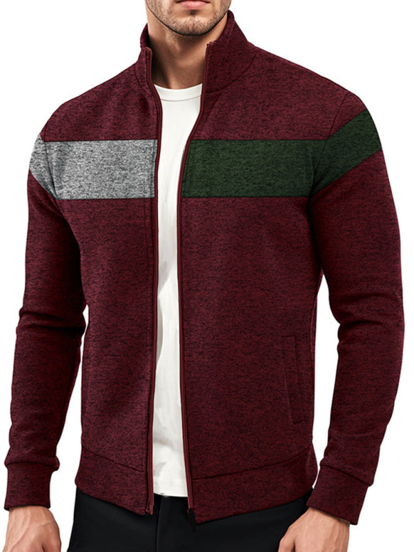 Herrenjacke aus Samt mit Stehkragen und Reißverschluss