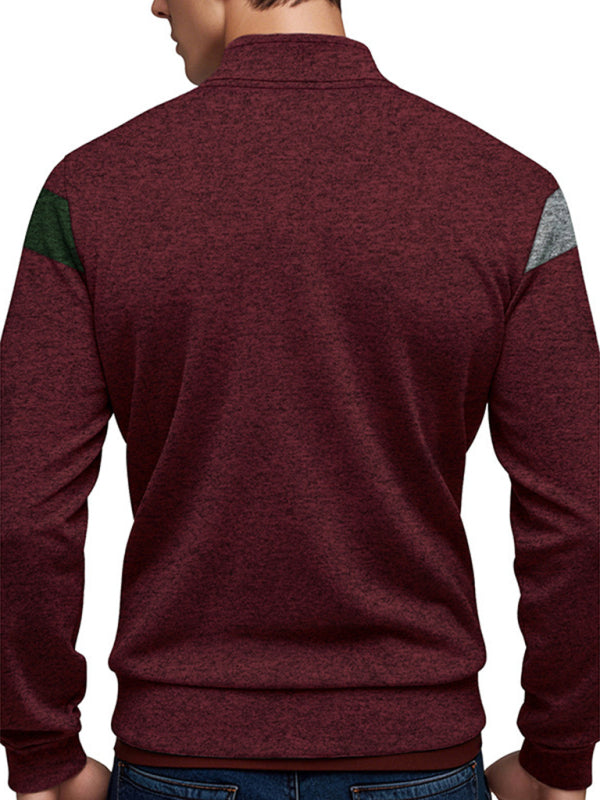 Herrenjacke aus Samt mit Stehkragen und Reißverschluss