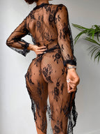 Modischer Mesh, durchsichtiger sexy Anzug, sexy Spitzen, zweiteiliges Set