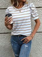 Modisches gestreiftes T-Shirt mit Puffärmeln