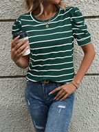 Modisches gestreiftes T-Shirt mit Puffärmeln