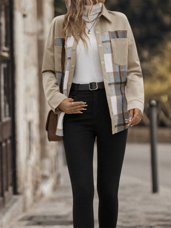 Modische karierte lässige Langarmjacke