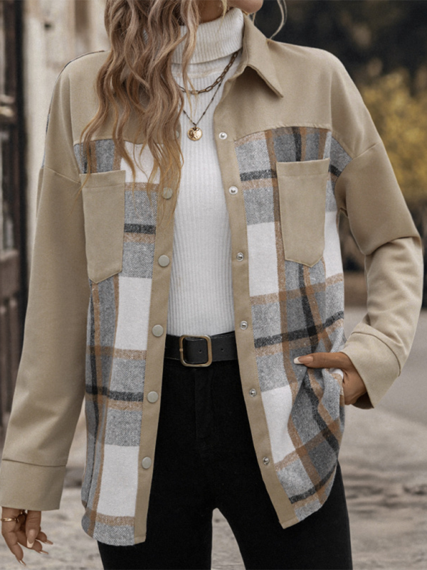 Modische karierte lässige Langarmjacke