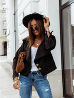 Langärmlige Button-Down-Jacke aus Wildledersamt