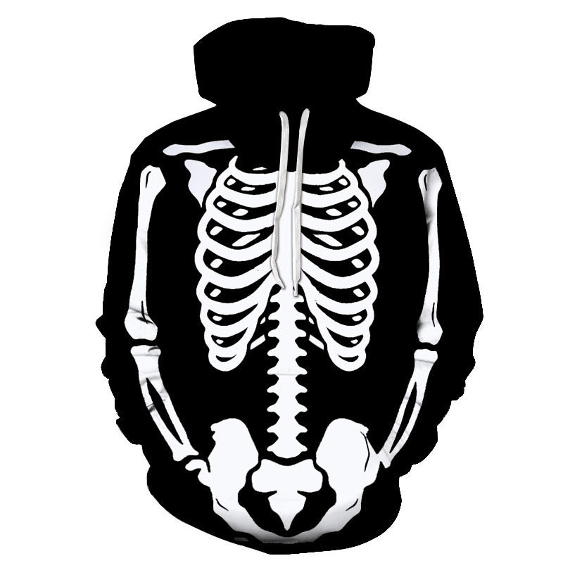 Leichter Strick-Hoodie mit Skelett-Print für Herren