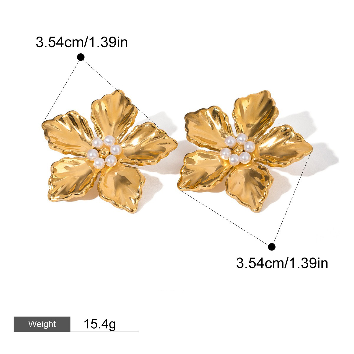 Klassisches Ohrring- und Ringset aus 18-karätigem Gold – Bild 2