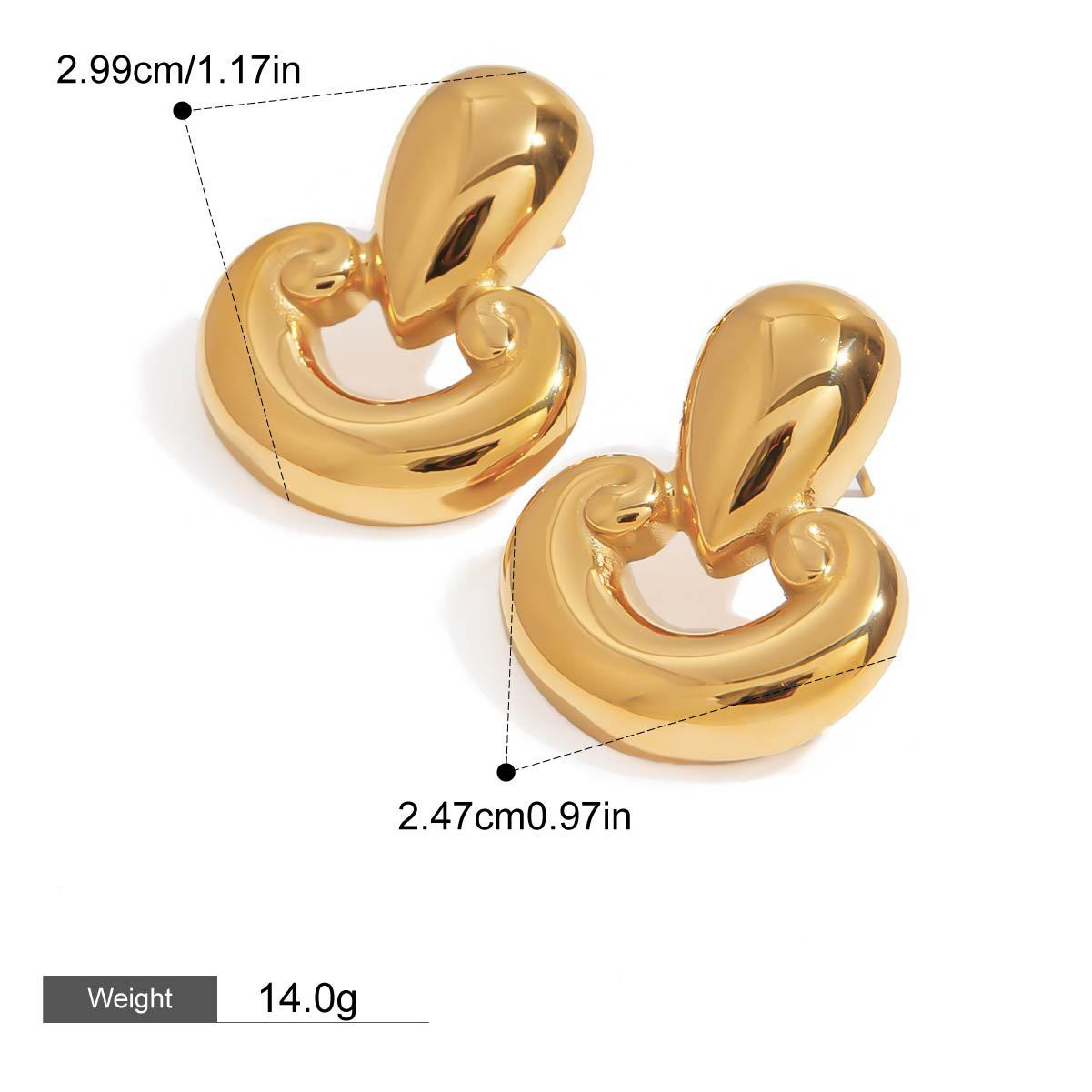 Pilzförmige Ohrringe aus 18-karätigem Gold mit einzigartigem Hohlmuster – Bild 4