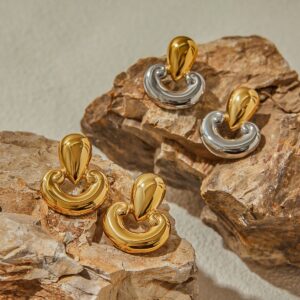 Pilzförmige Ohrringe aus 18-karätigem Gold mit einzigartigem Hohlmuster