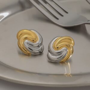 Ohrringe aus 18-karätigem Gold mit farblich abgestimmtem Gold- und Silberdesign