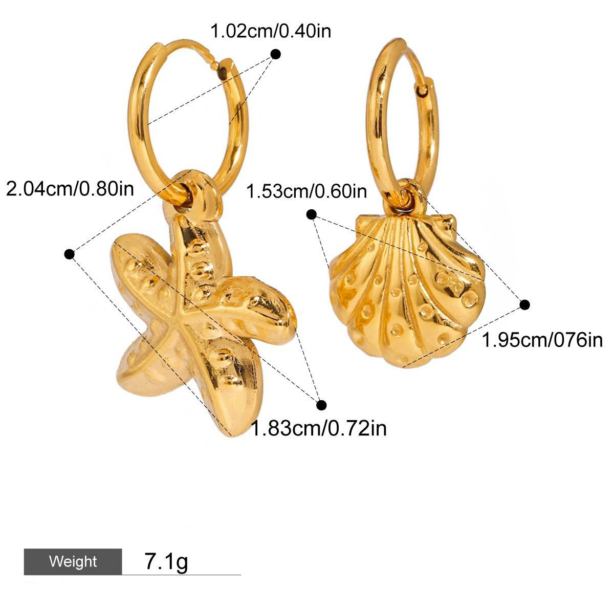 Exquisite und trendige Ohrringe aus 18-karätigem Gold mit Muschelmuster in Seesternform – Bild 4