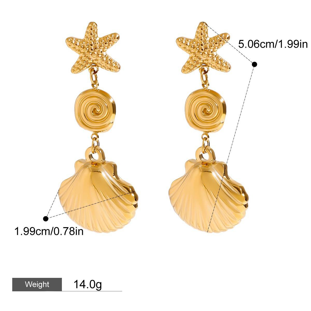 Exquisite und edle Ohrringe aus 18-karätigem Gold mit Muscheln und Quasten – Bild 4