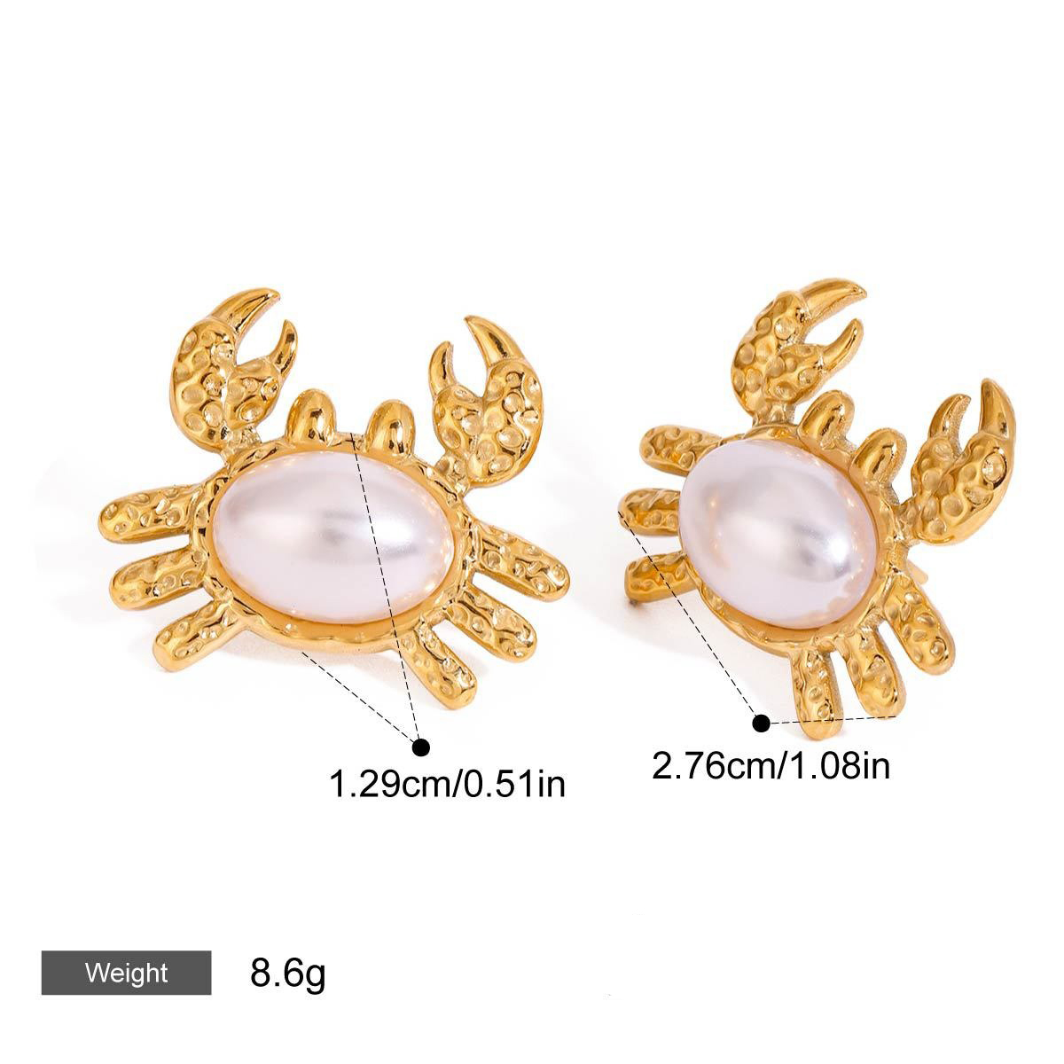 Ohrringe in Form einer Krabbe aus 18-karätigem Gold, besetzt mit Perlen, exquisites und einzigartiges Design – Bild 5