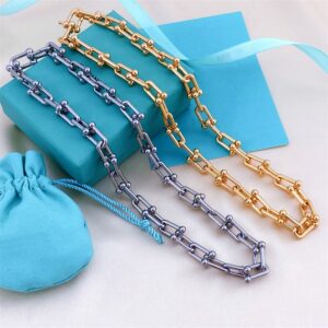 Halskette aus 18-karätigem Gold mit T-House-U-förmiger Hufeisenkette