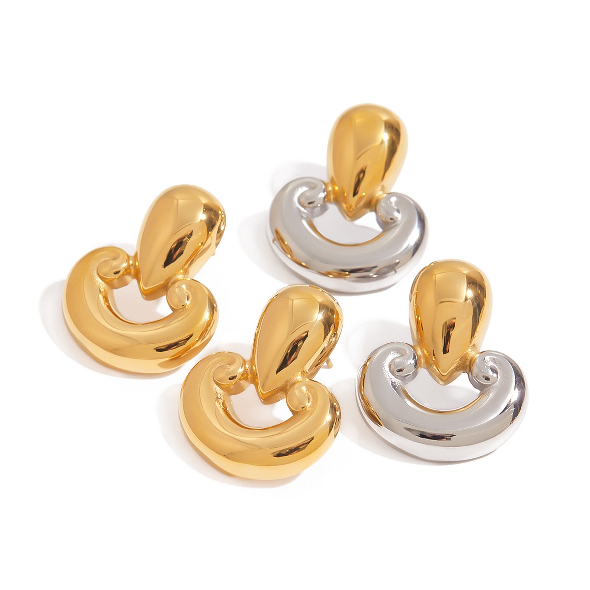 Pilzförmige Ohrringe aus 18-karätigem Gold mit einzigartigem Hohlmuster – Bild 7