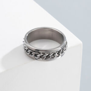 Modischer, schlichter Hip-Hop-Kettenwirbelring