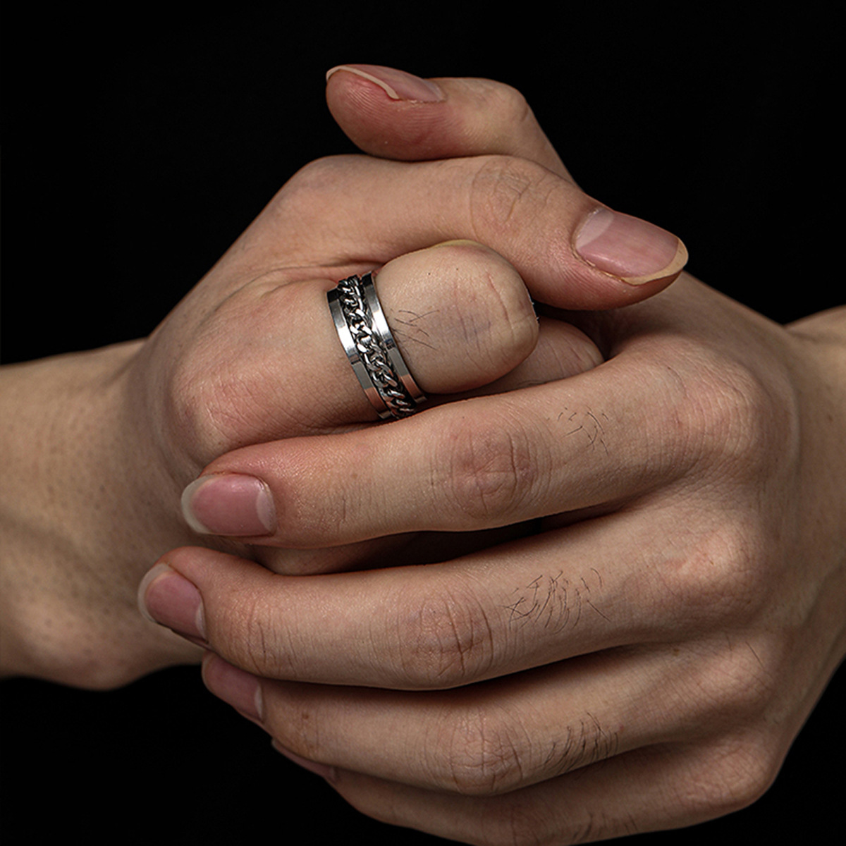 Modischer, schlichter Hip-Hop-Kettenwirbelring – Bild 3