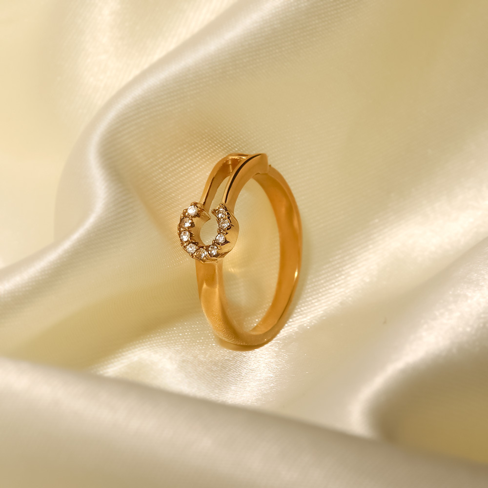 Büroklammerring aus 18-karätigem Gold mit weißem Diamanten – Bild 5